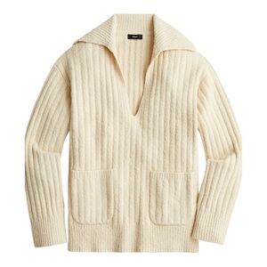 J.Crew Collared cotton-blend bouclé beach sweater - size M